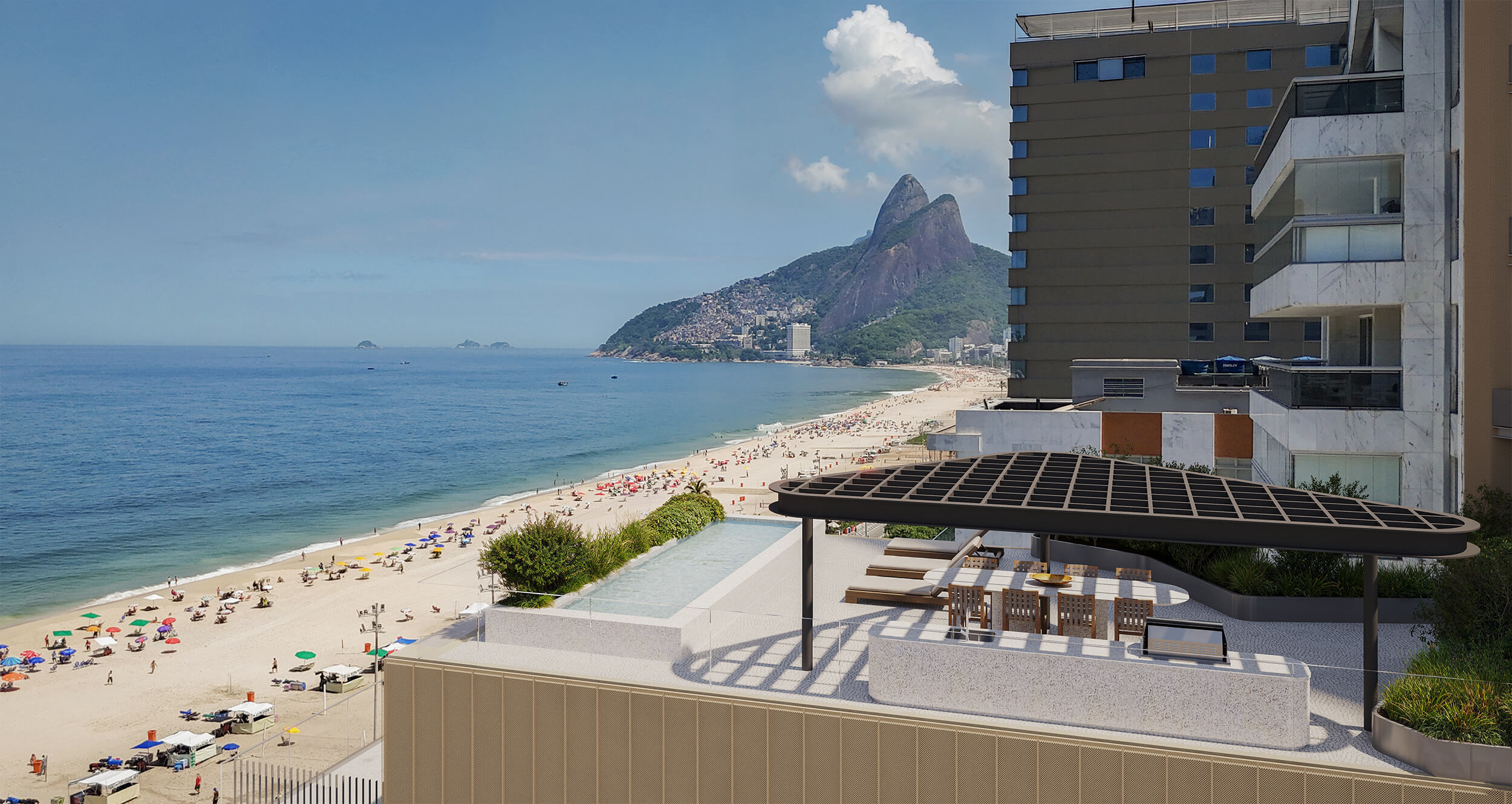 Lançamento Vie Ipanema na Vieira Souto 432 – vista aérea da orla de Ipanema