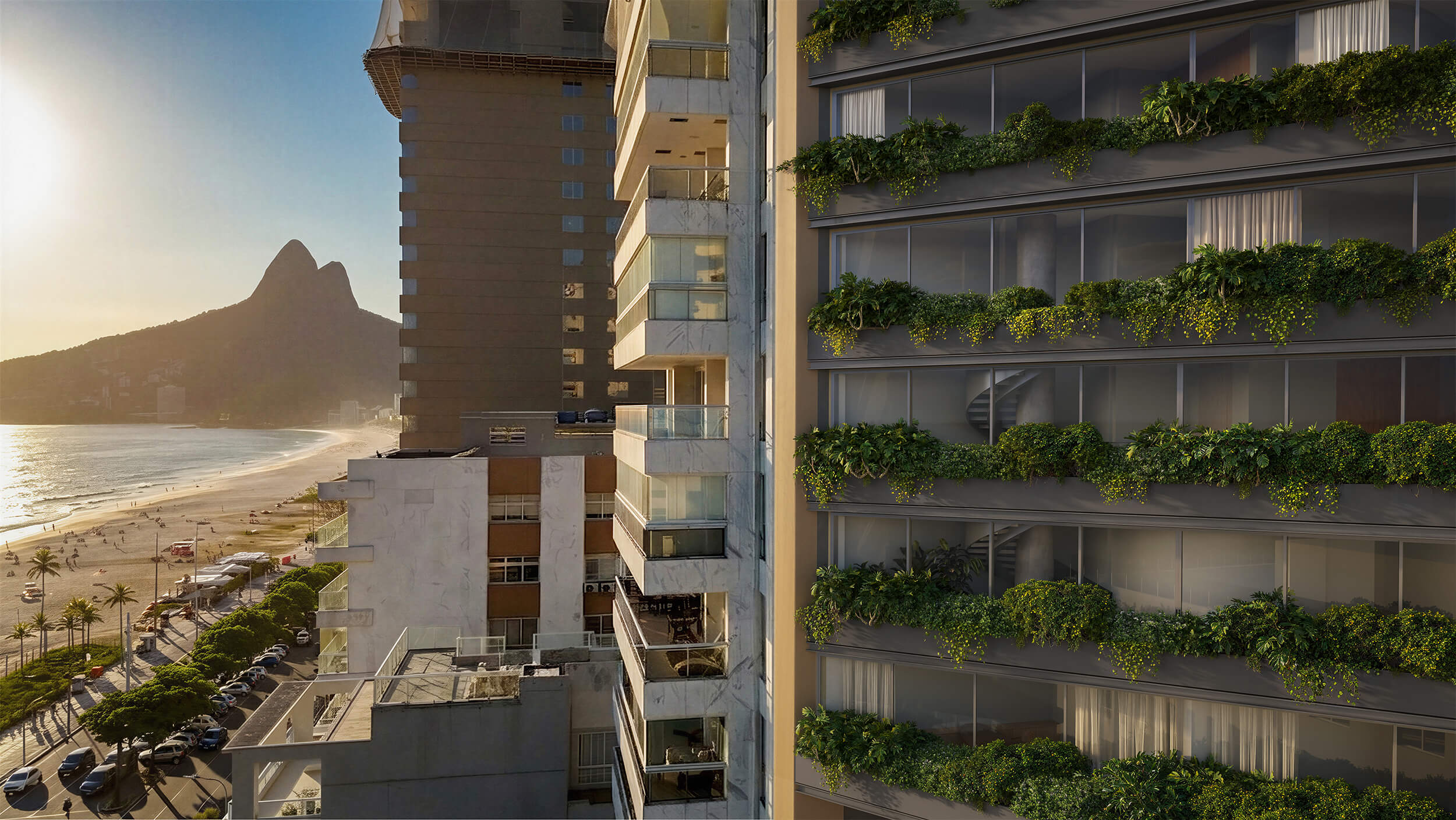 Vie 432 – vista da Vieira Souto com pôr do sol em Ipanema