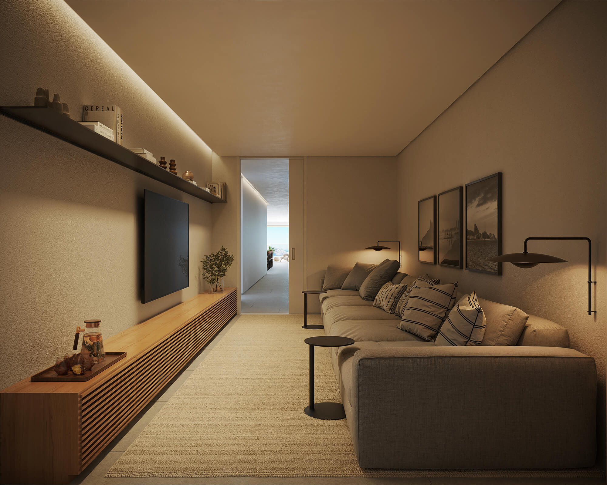 Conceito arquitetônico do Vie Ipanema – sala integrada com acabamento premium